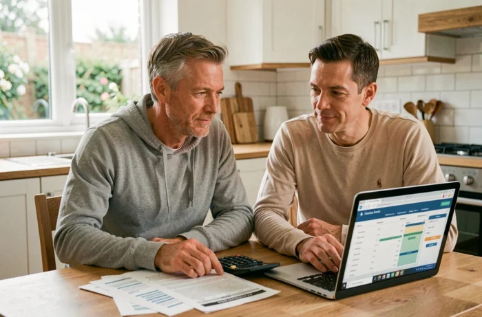 Couple gérant ensemble leur budget et leurs finances personnelles à la maison
