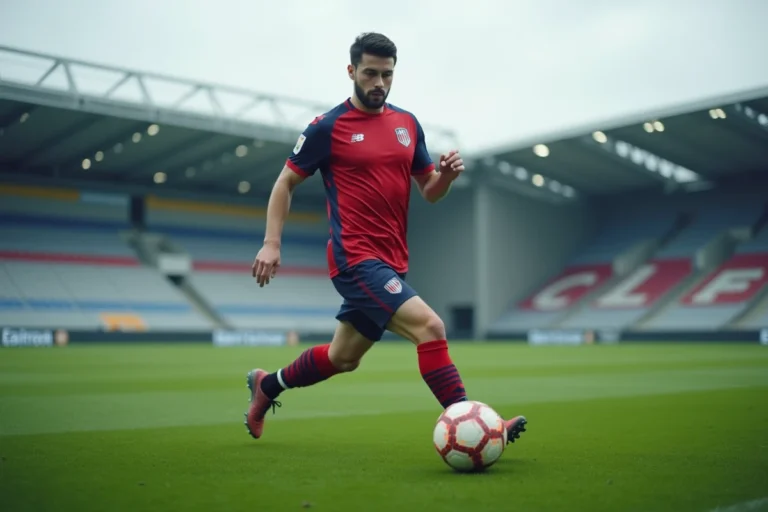 Joueur de football professionnel en train de dribbler lors d'un entraînement en club en 2026