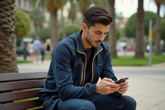 Rappeur français assis dans un parc à Marseille, moment candide et décontracté illustrant la vie privée de Jul