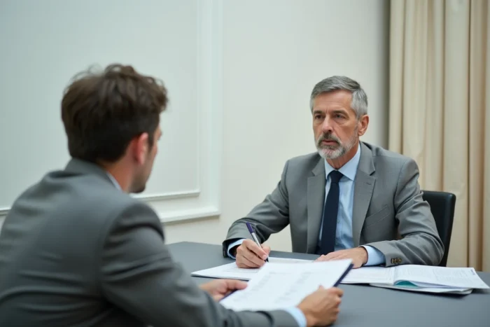 Jury évaluateur et candidat lors d'une épreuve orale de certification professionnelle en France